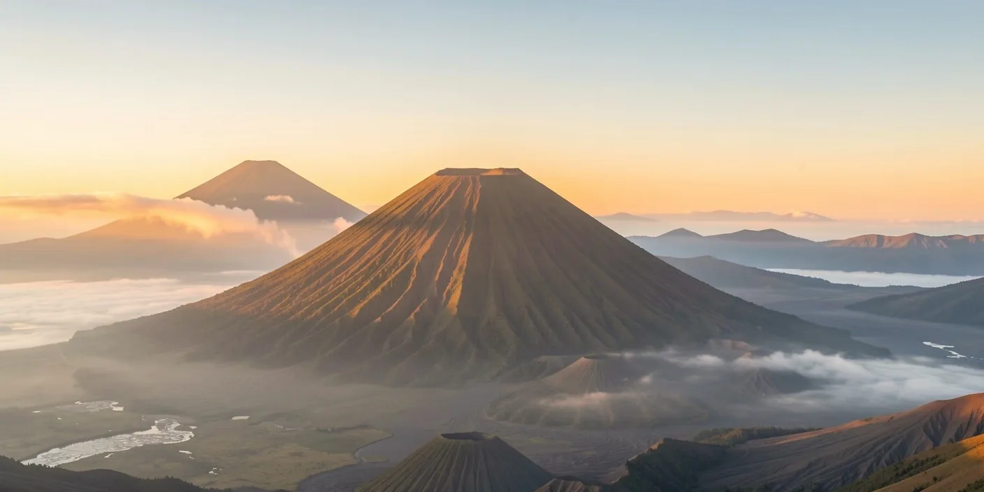 Indonesian mountain landscape at dawn